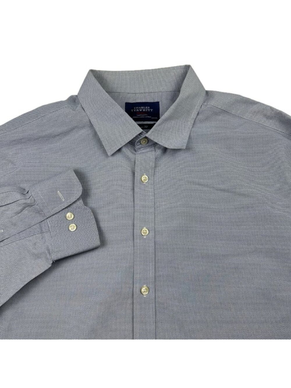 Charles Tyrwhitt Button Up Shirt Circles Print Classic Fit 3XL Blue